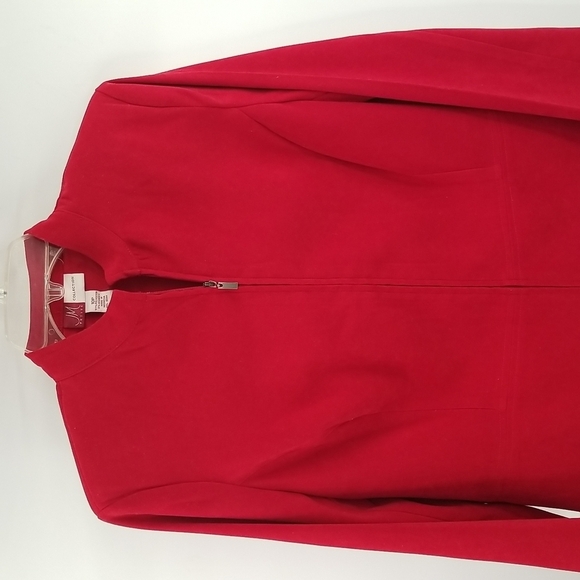 JM Collection Petite Red Faux Suede Jacket w Front Zipper - Picture 4 of 5